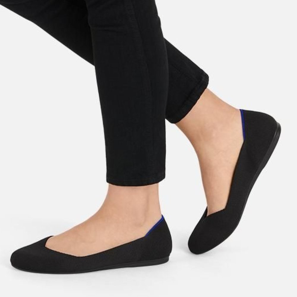 New, $129, ROTHY'S, "the Flat" Black Shoes - 6.5